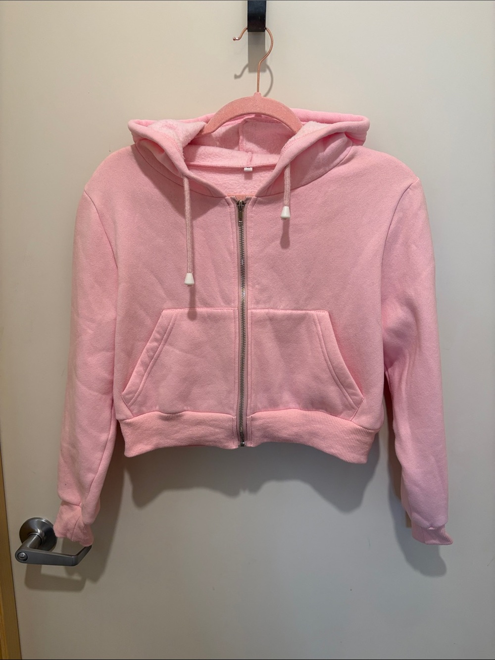 Cropped Pink Zip-Up Hoodie